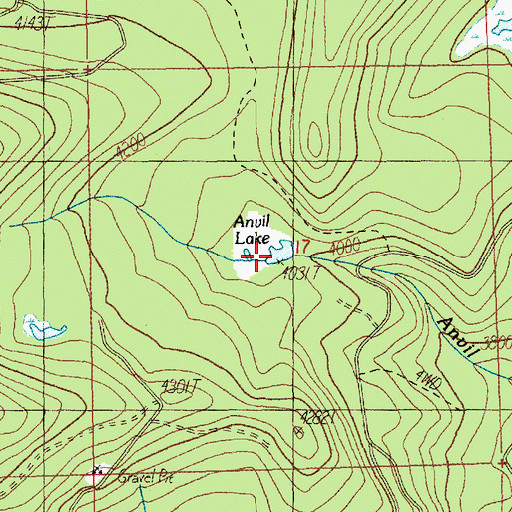 Topographic Map of Anvil Lake, OR