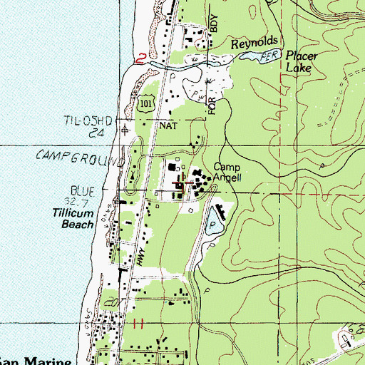 Topographic Map of Camp Angell, OR