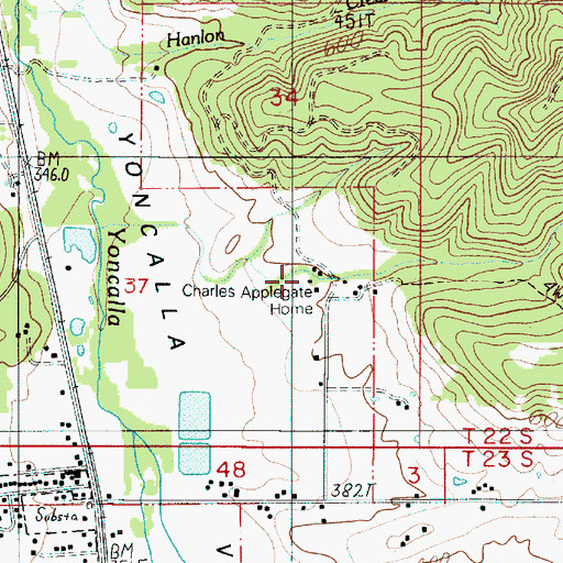 Topographic Map of Charles Applegate House, OR