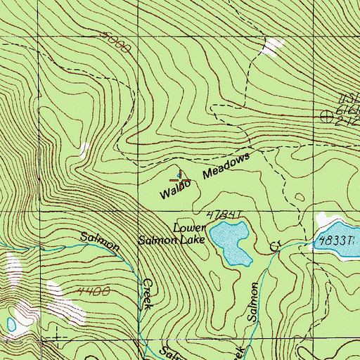 Topographic Map of Waldo Meadows, OR