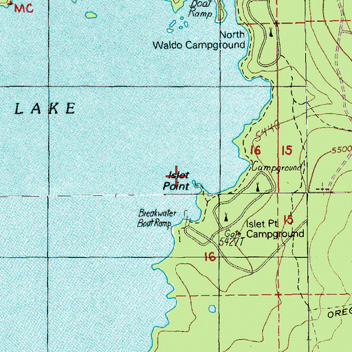 Topographic Map of Islet Point, OR