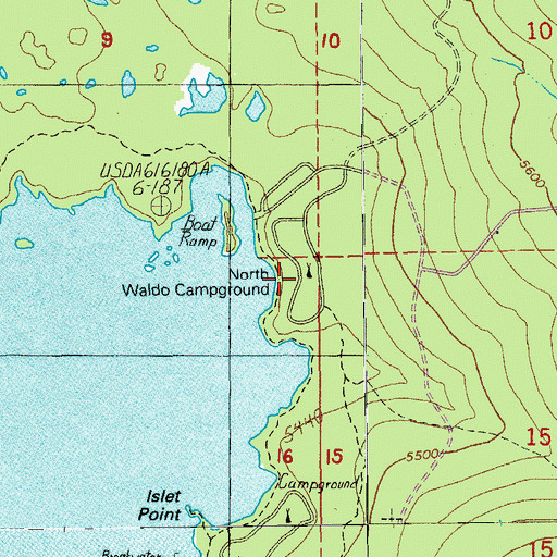 Topographic Map of North Waldo Recreation Site, OR