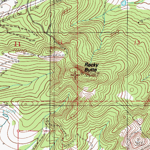 Topographic Map of Rocky Butte, OR