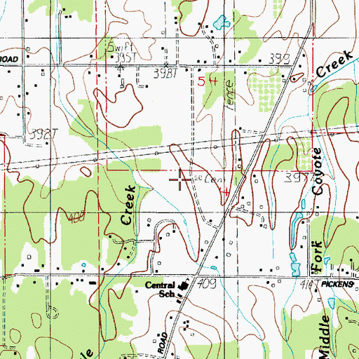Topographic Map of Central Cemetery, OR