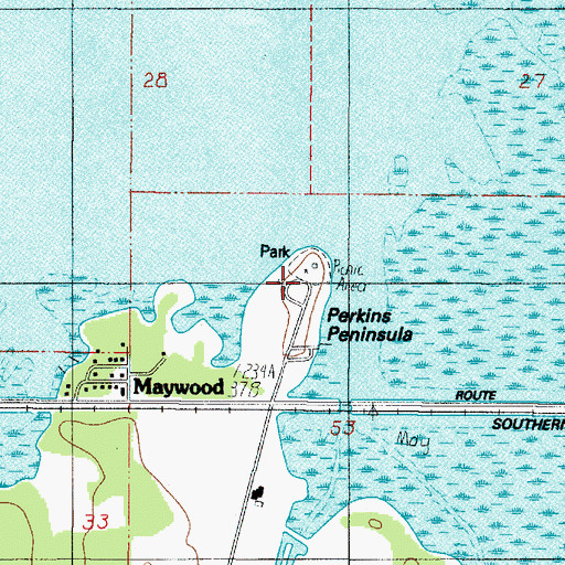 Topographic Map of Perkins Peninsula, OR
