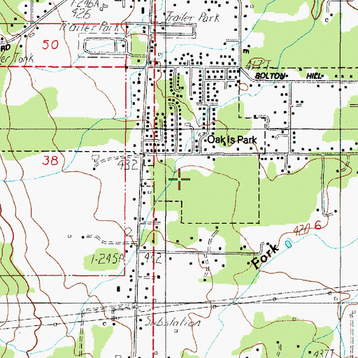 Topographic Map of Oak Island Park, OR