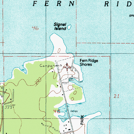Topographic Map of Fern Ridge Shores, OR