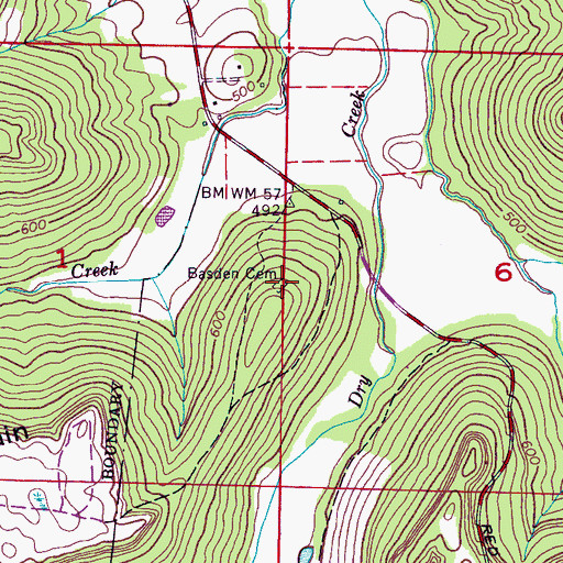 Topographic Map of Basden Cemetery, AL