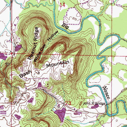 Topographic Map of Bash Mountain, AL