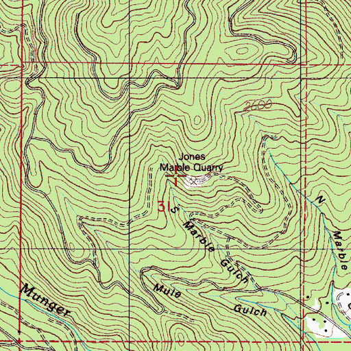Topographic Map of Jones Marble Quarry, OR