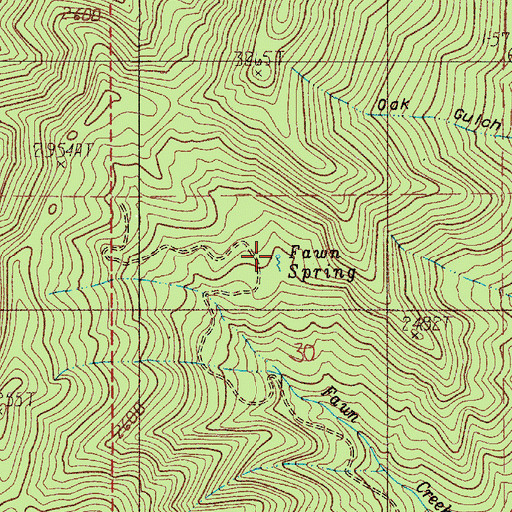 Topographic Map of Fawn Spring, OR