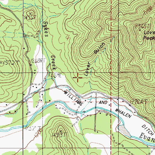 Topographic Map of Lover Gulch, OR