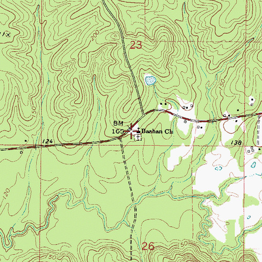 Topographic Map of Bashan Baptist Church, AL