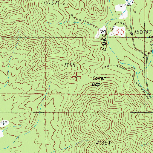 Topographic Map of Coker Gap, OR