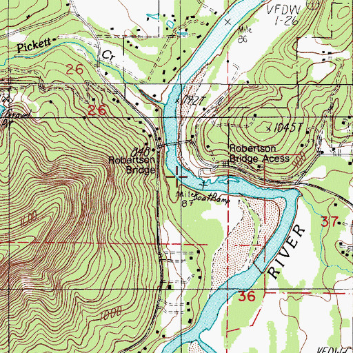 Topographic Map of Robertson Bridge County Park, OR