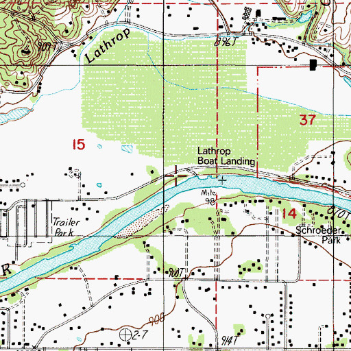 Topographic Map of Lathrop County Park, OR