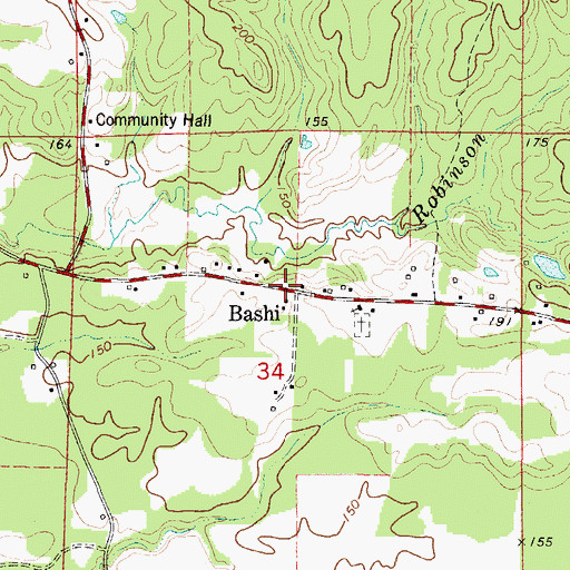 Topographic Map of Bashi, AL