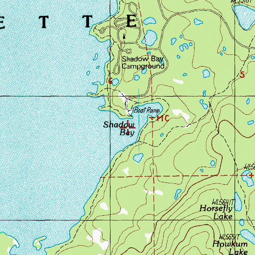 Topographic Map of Shadow Bay, OR