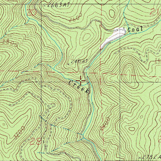 Topographic Map of Coal Creek, OR