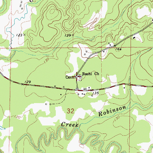 Topographic Map of Bashi Church, AL