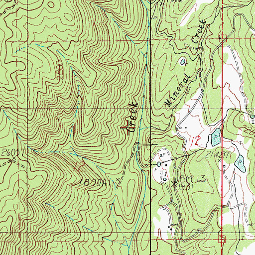 Topographic Map of Mineral Creek, OR