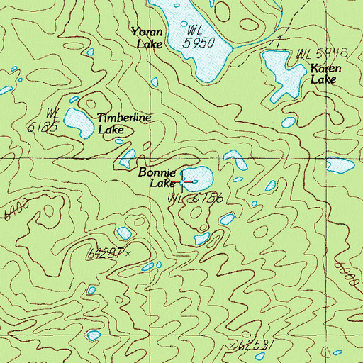 Topographic Map of Bonnie Lake, OR