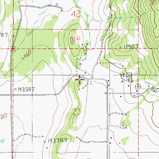 Topographic Map of Ball Spring, OR