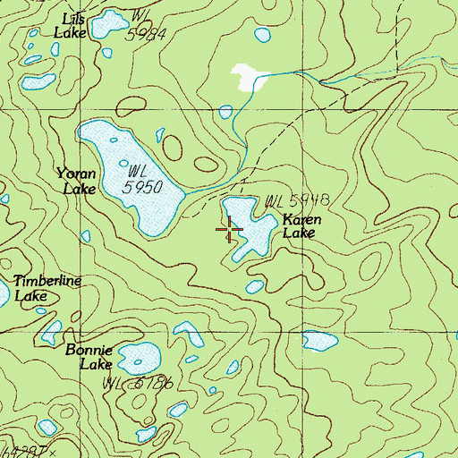 Topographic Map of Karen Lake, OR