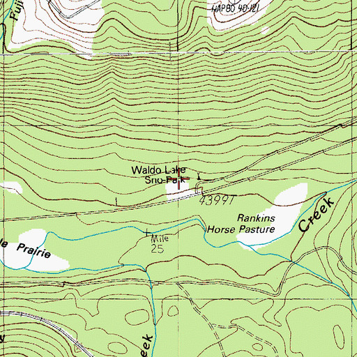 Topographic Map of Waldo Lake Sno-park, OR