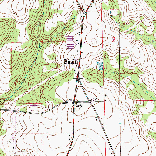 Topographic Map of Basin, AL