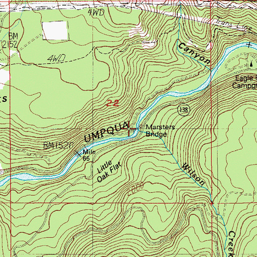 Topographic Map of Marsters Bridge, OR