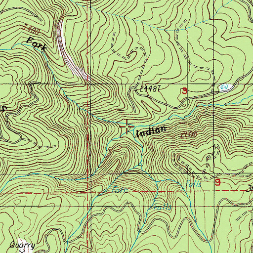 Topographic Map of North Fork Indian Creek, OR