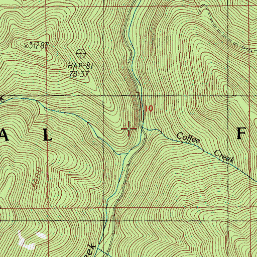 Topographic Map of Coffee Creek, OR