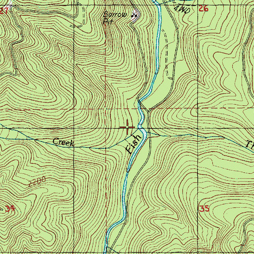 Topographic Map of Wanderers Creek, OR