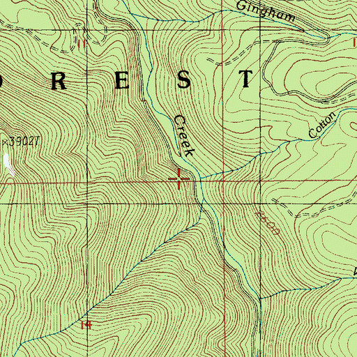 Topographic Map of Cotton Creek, OR