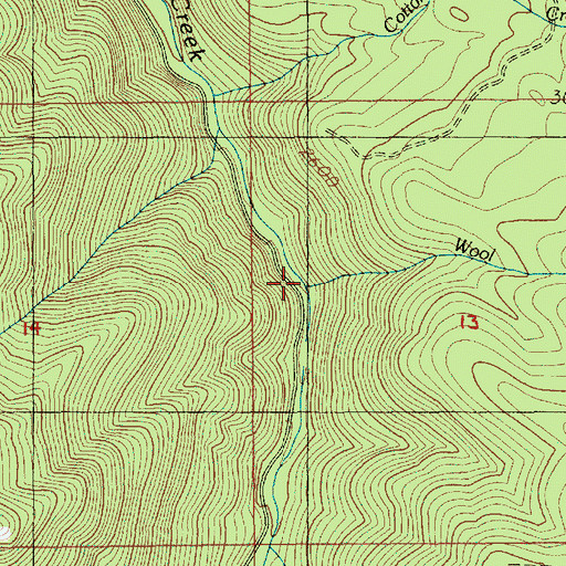 Topographic Map of Wool Creek, OR