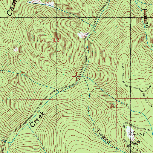 Topographic Map of Tweed Creek, OR