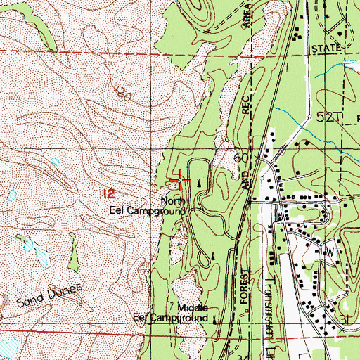 Topographic Map of North Eel Campground (historical), OR