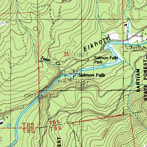 Topographic Map of Salmon Falls County Park, OR