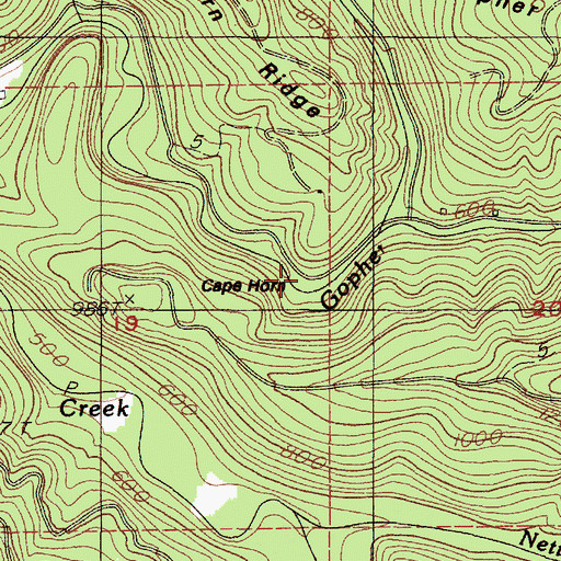 Topographic Map of Cape Horn, OR