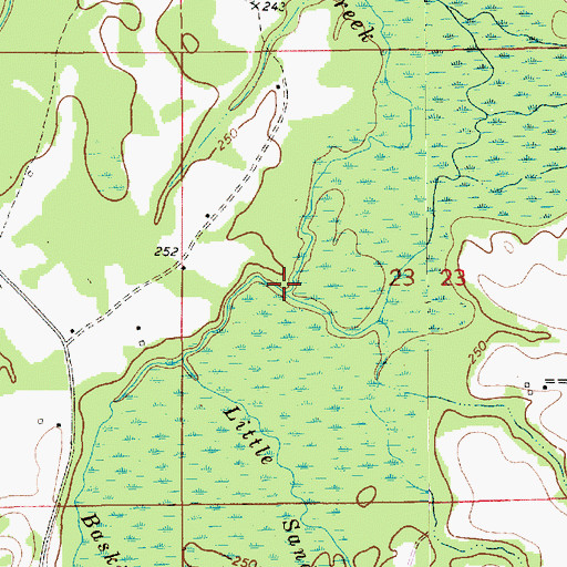 Topographic Map of Baskins Mill Creek, AL
