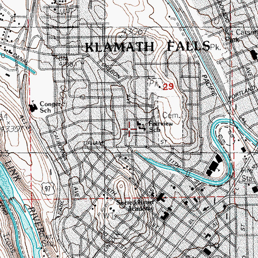 Topographic Map of Fairview Elementary School, OR