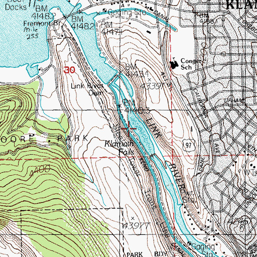 Topographic Map of Klamath Falls, OR