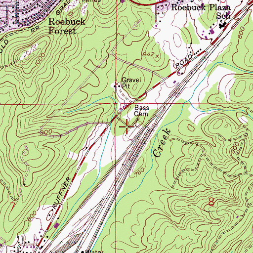 Topographic Map of Bass Cemetery, AL