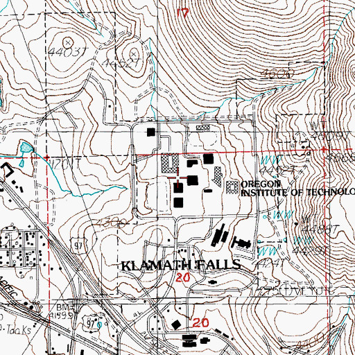 Topographic Map of Oregon Institute of Technology, OR