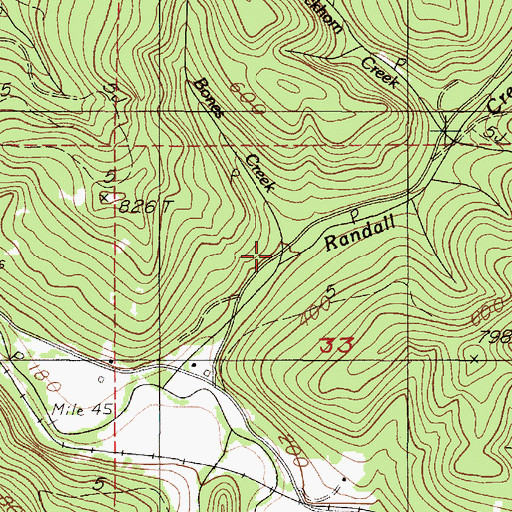 Topographic Map of Bones Creek, OR