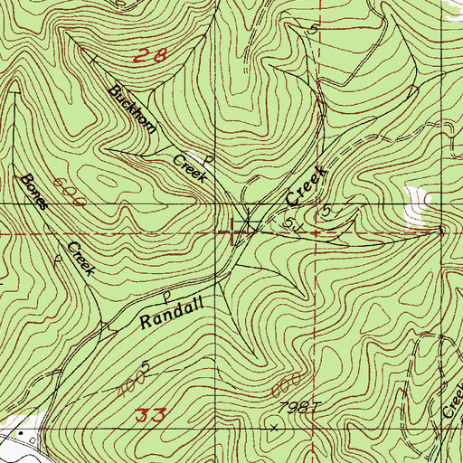 Topographic Map of Buckhorn Creek, OR