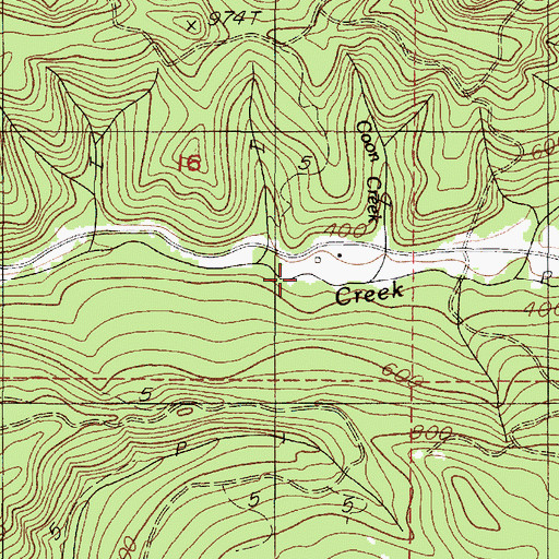 Topographic Map of Coon Creek, OR