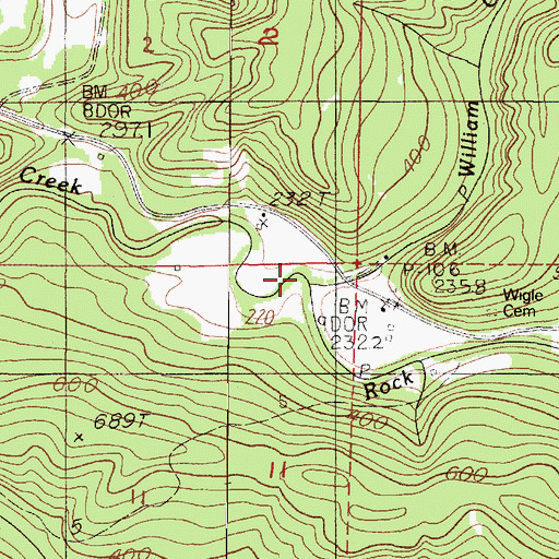 Topographic Map of William Creek, OR