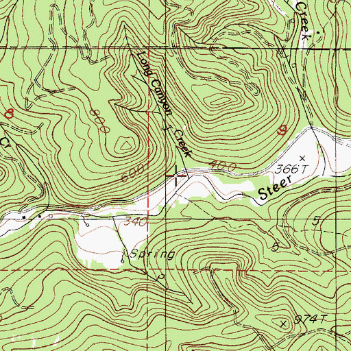 Topographic Map of Long Canyon Creek, OR